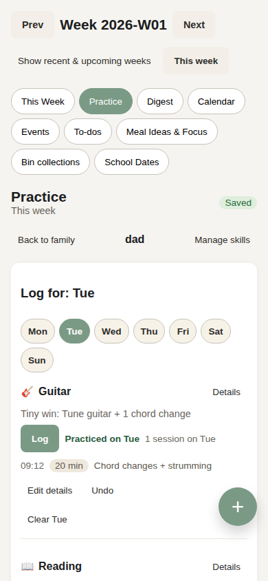 Practice person dashboard
